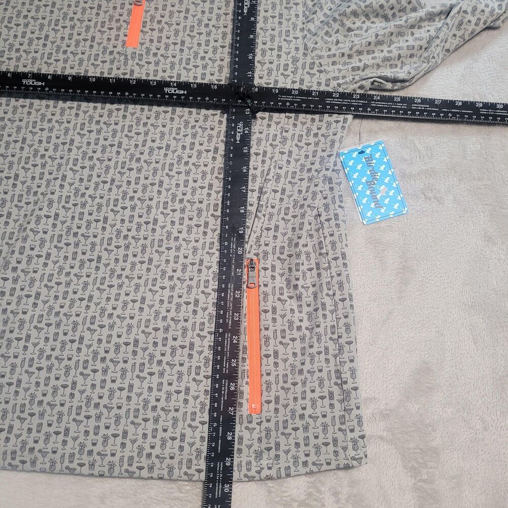Birdie Bound Golf Pullover Jacket Mens Large Gray 1/4 Zip Cocktail Print Pockets - Picture 7 of 10